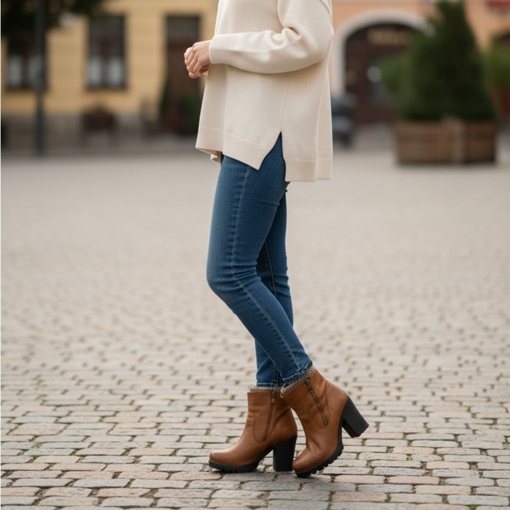 Steven Madden tan leather boots, size 9 1:2